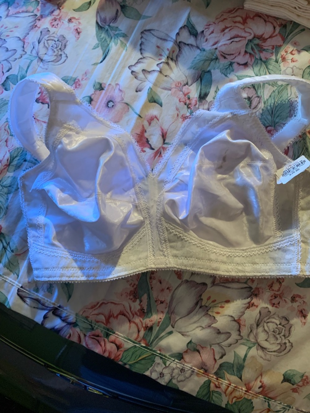 Platex Women’s White Lace Trim Unlined Support Bra Size 38 D